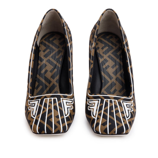 Fendi Brown FFreedom Noprene Decollette Pumps, Size 38.5