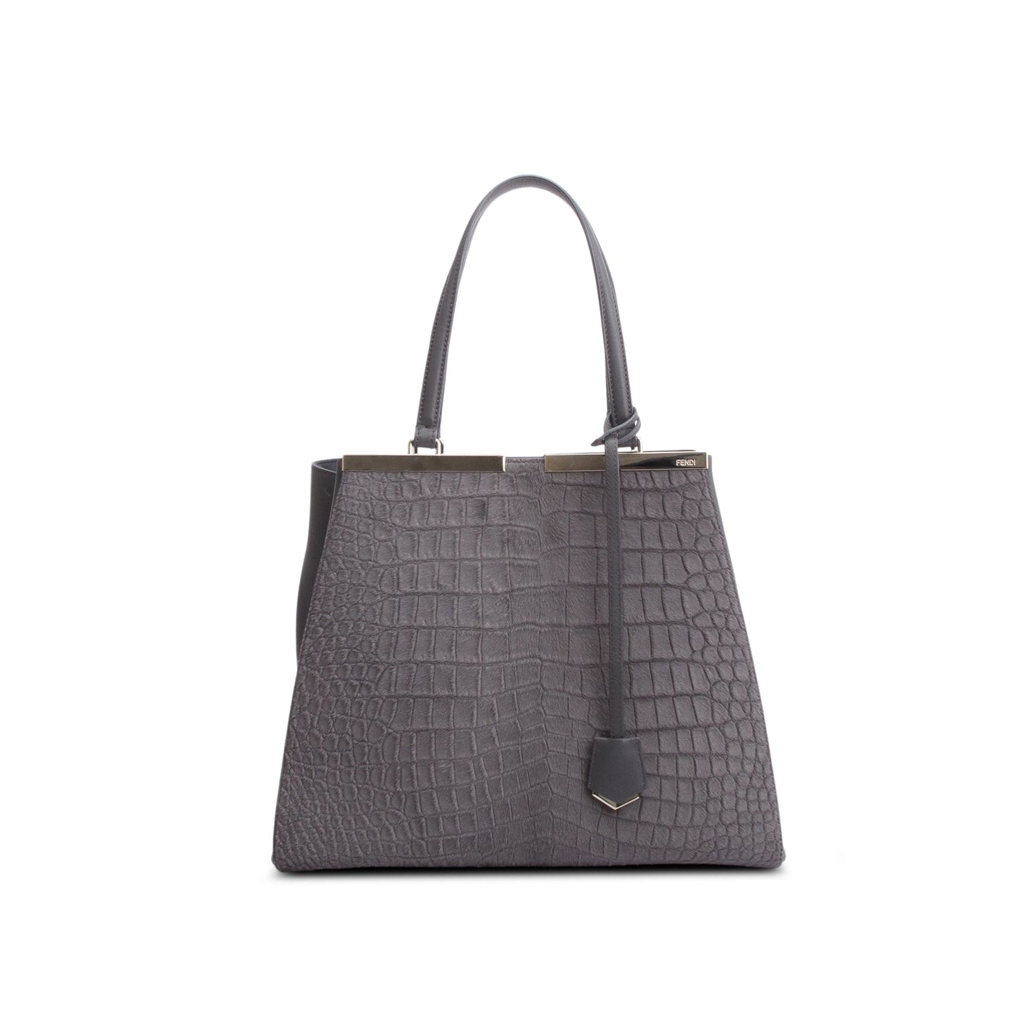 Fendi Grey Croc Embossed Pony Hair Large 3Jours Tote