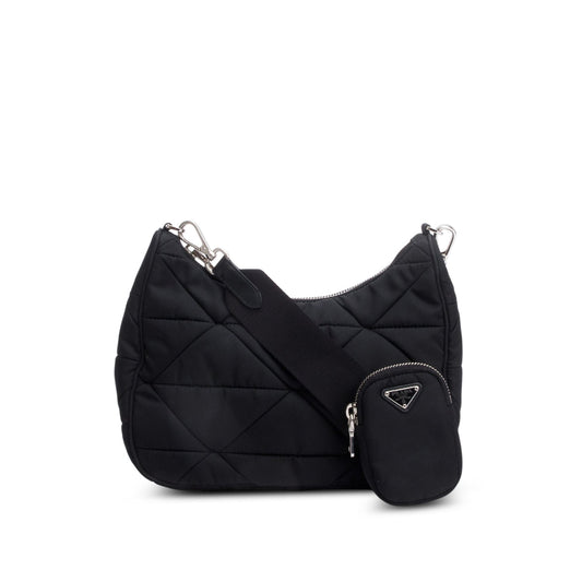 Prada 2021 Black Padded Re-Nylon Shoulder Bag