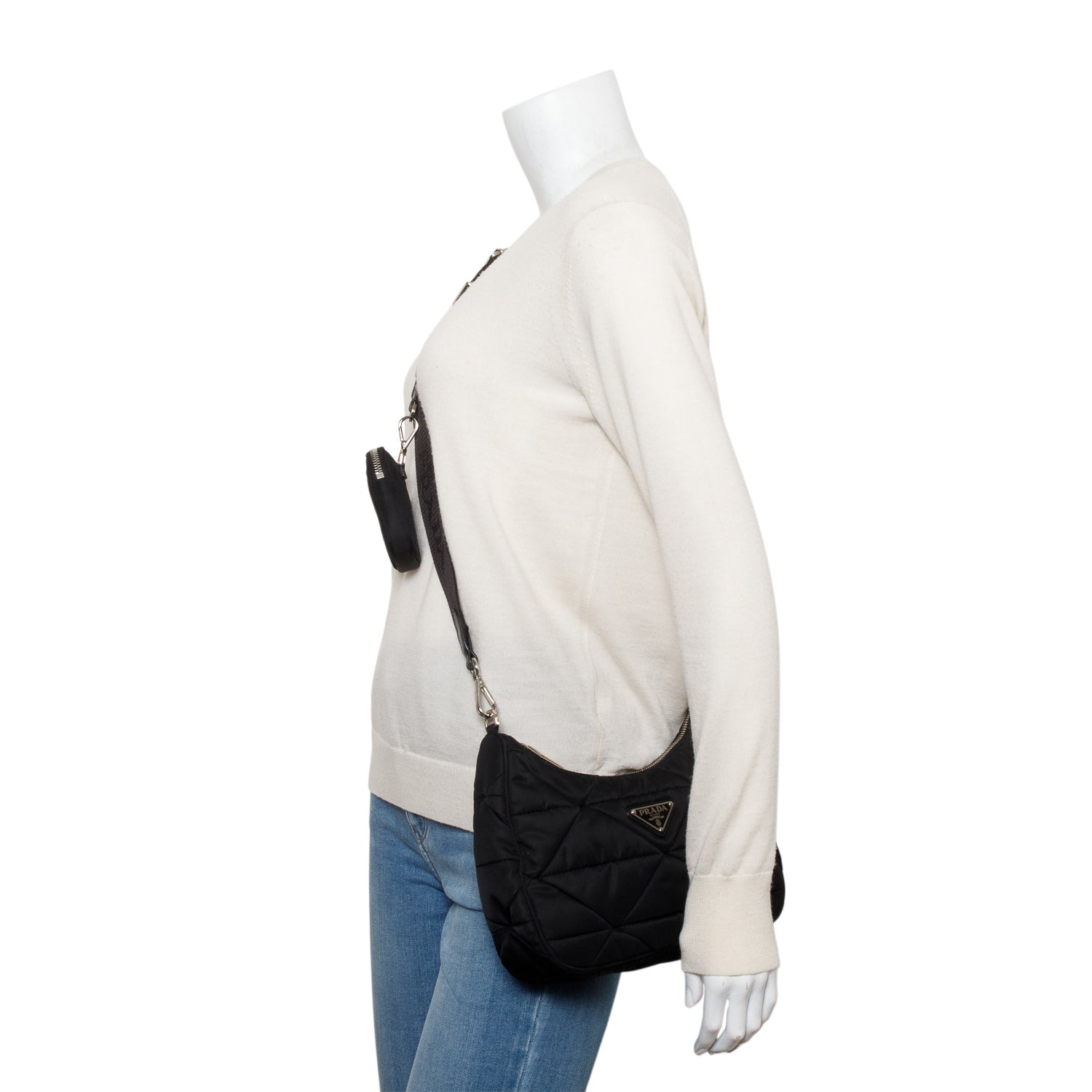 Prada 2021 Black Padded Re-Nylon Shoulder Bag