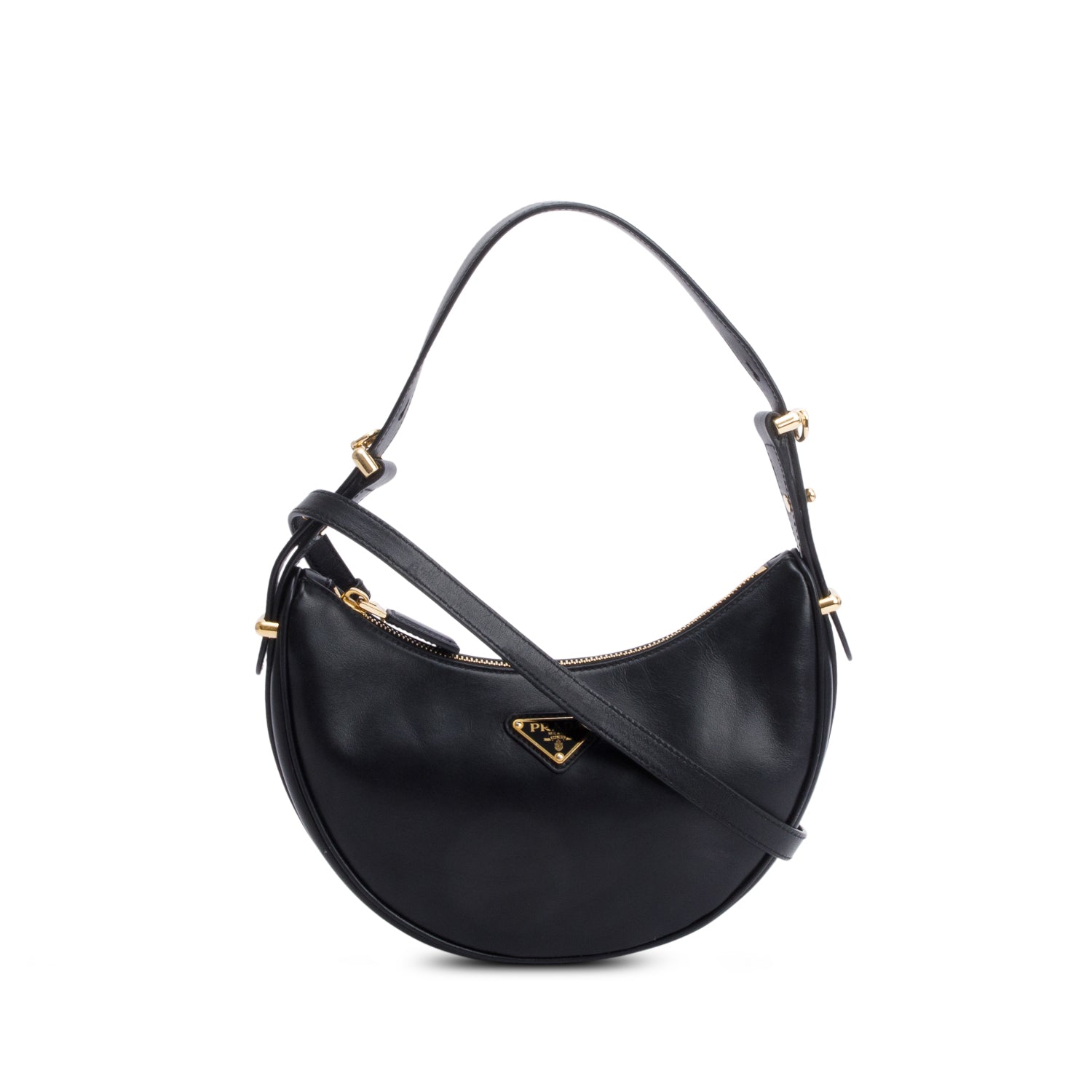 Prada Black Soft Calf Leather Small Arque Shoulder Bag