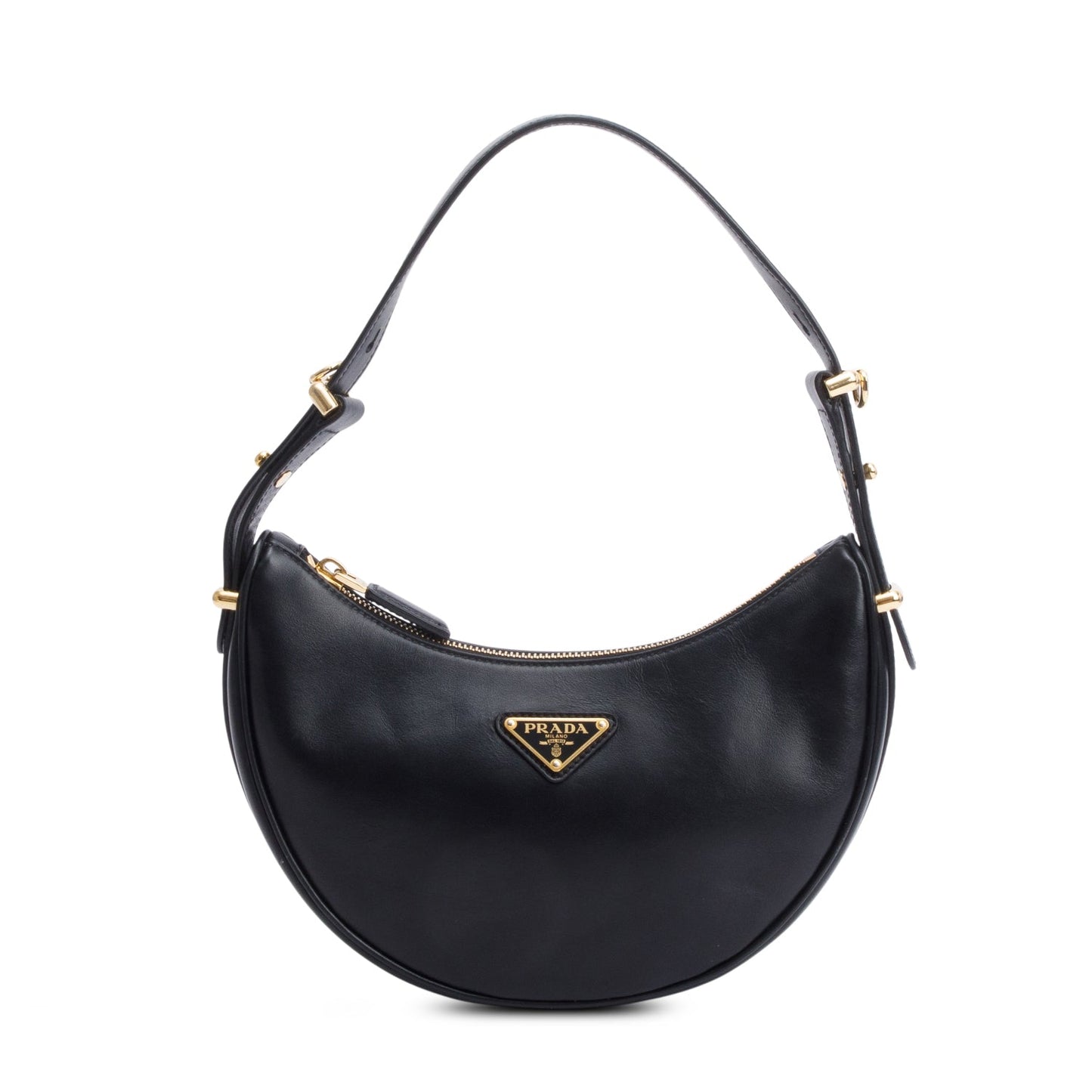 Prada Black Soft Calf Leather Small Arque Shoulder Bag