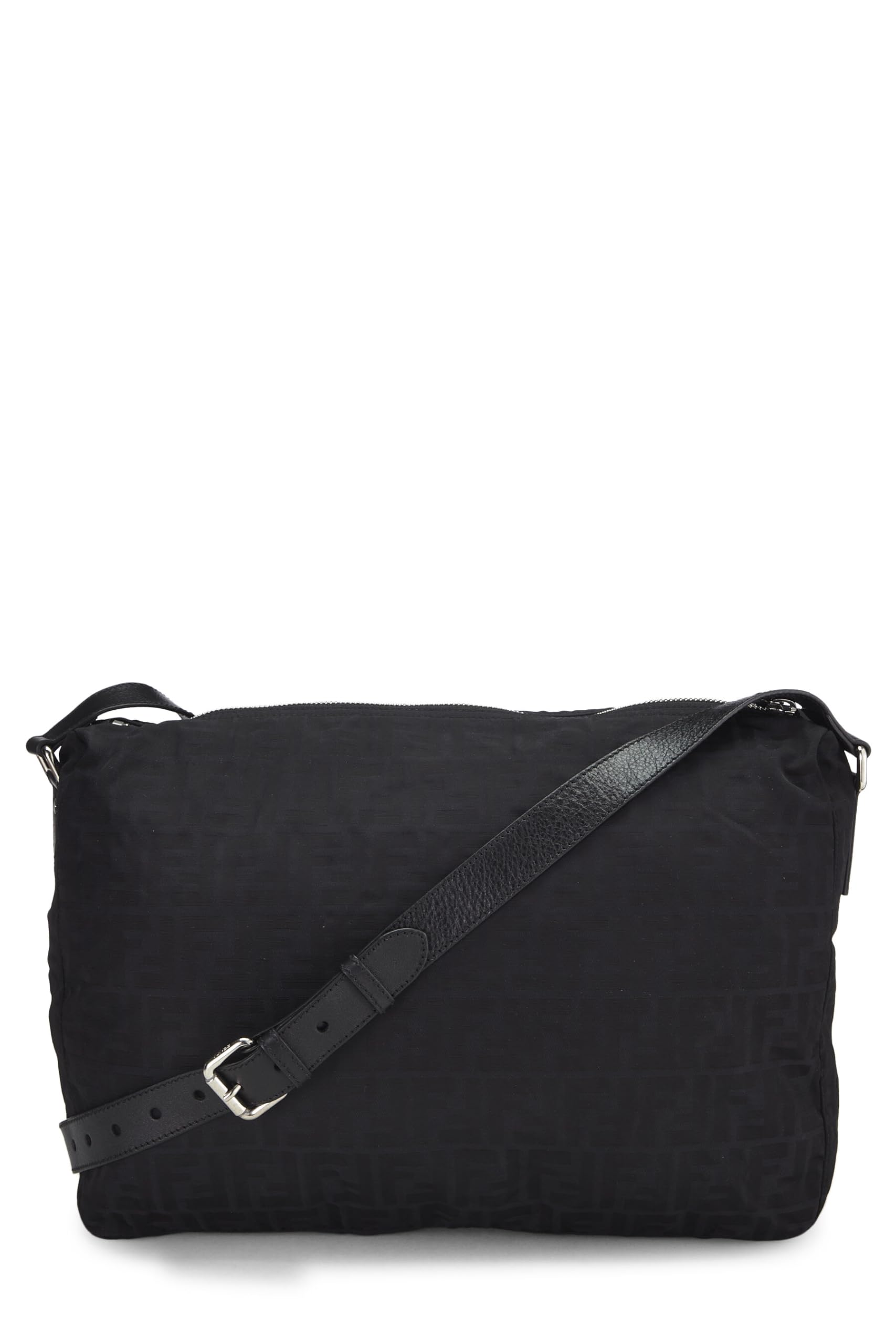 Fendi, Black Zucchino Nylon Messenger Bag, Black