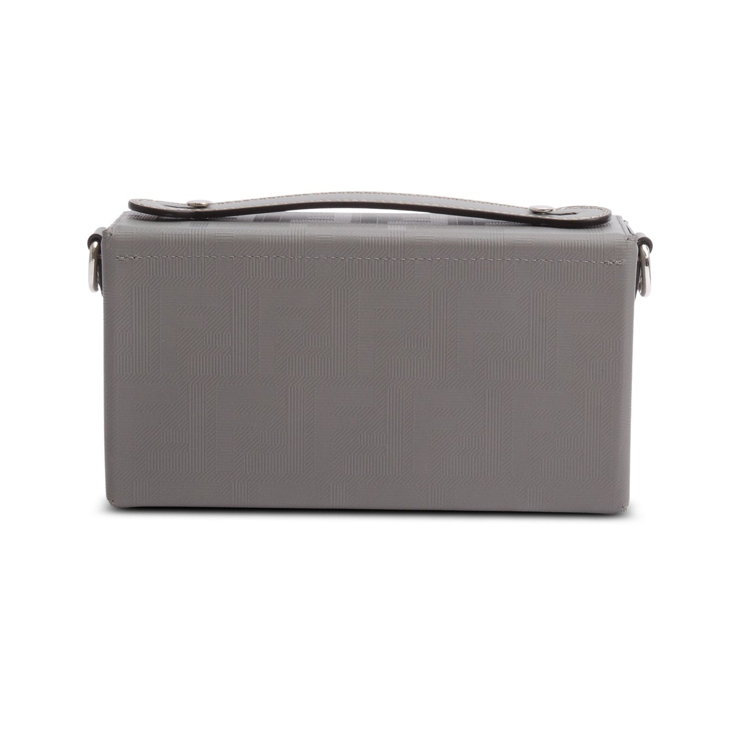 Fendi Grey Vitello King FF Lines Embossed Leather Soft Trunk Baguette
