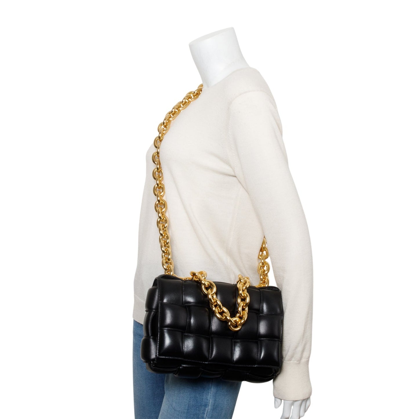 Bottega Veneta Black Nappa Intrecciato Padded Chain Cassette Bag