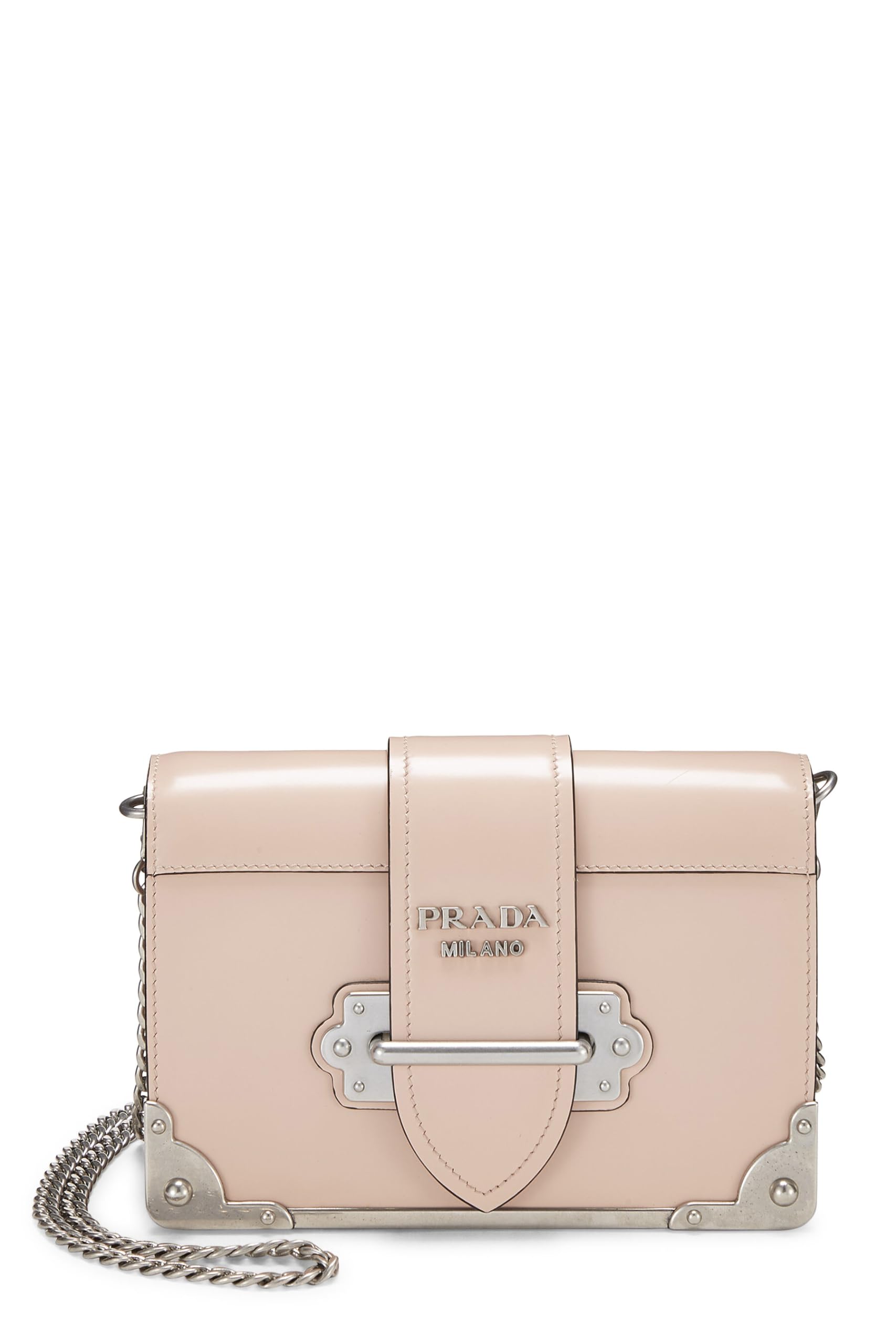 Prada, Pink Leather Cahier Crossbody, Pink