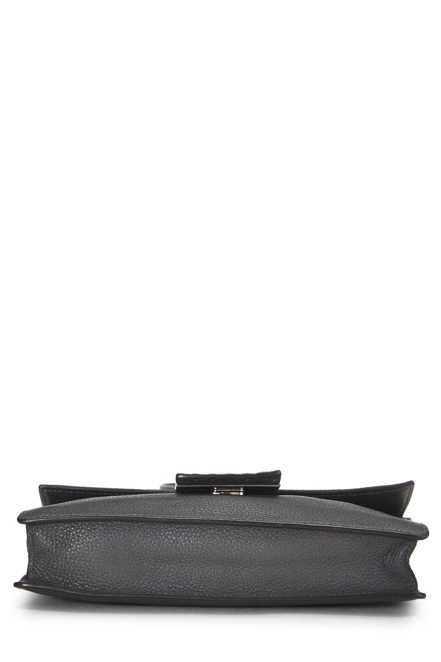 Fendi, Grey Leather Flat Baguette Bag Medium, Grey