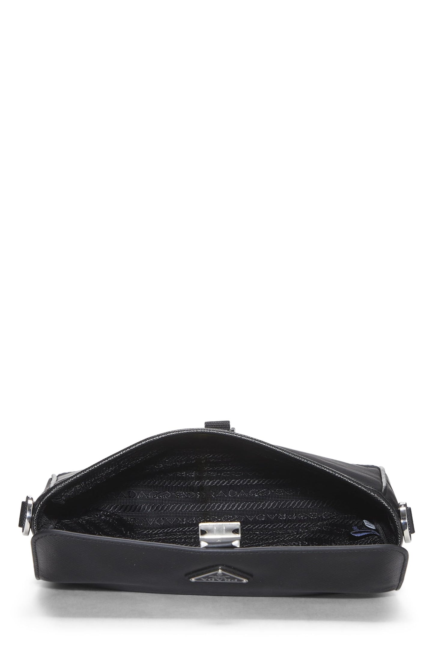 Prada, Black Saffiano & Tessuto Crossbody, Black
