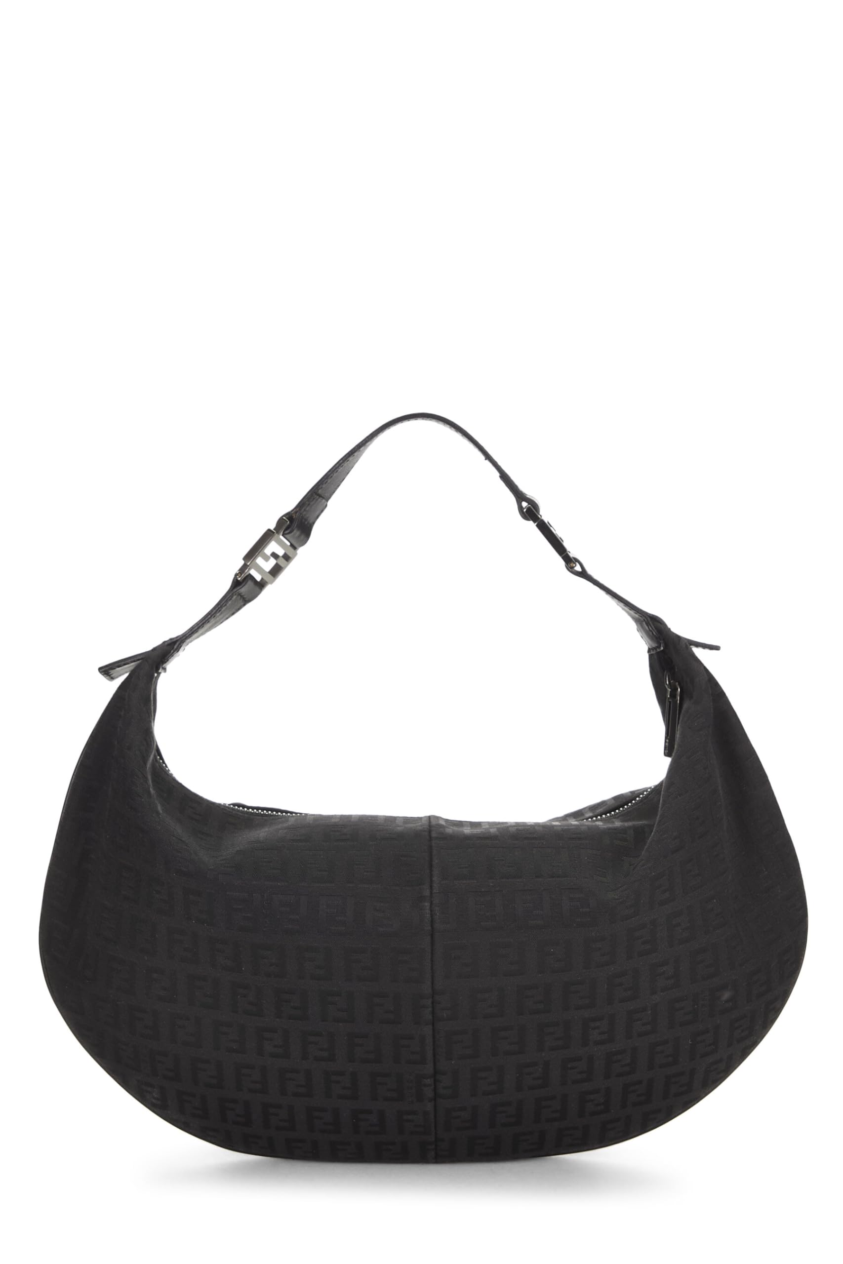 Fendi, Black Zucchino Canvas Hobo Bag, Black