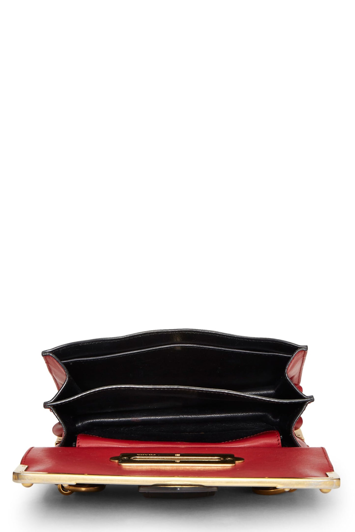 Prada, Red & Black Leather Cahier Crossbody, Red