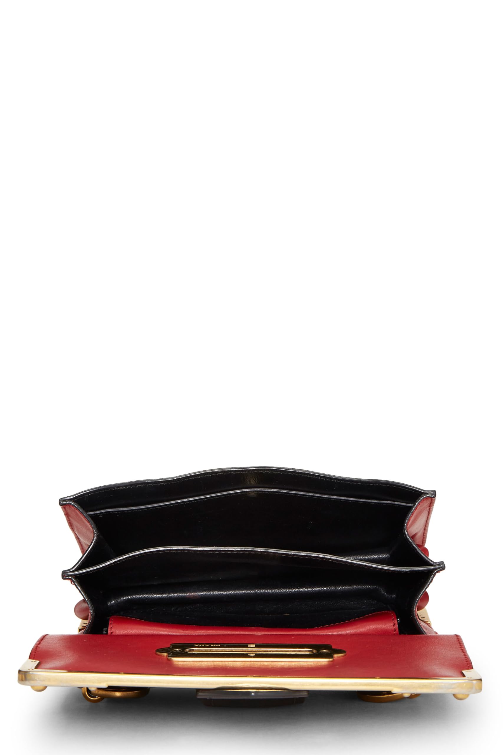 Prada, Red & Black Leather Cahier Crossbody, Red