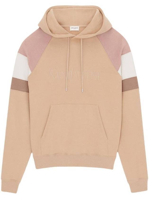 Luxury Saint Laurent Trending 2026 Front Logo Cotton Hoodie Beige