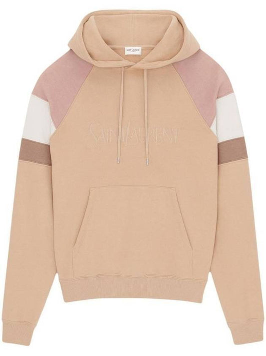 Luxury Saint Laurent Trending 2026 Front Logo Cotton Hoodie Beige