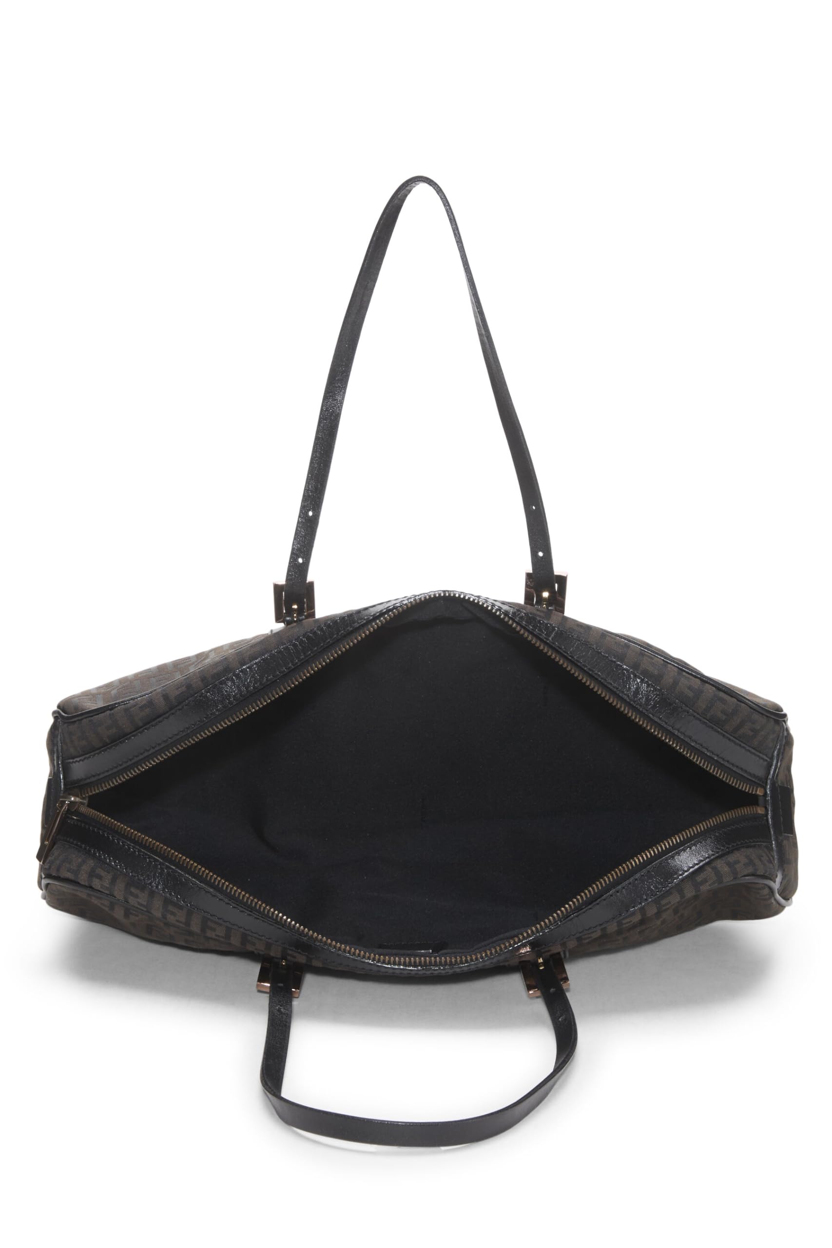 Fendi, Brown Zucchino Canvas Handbag Long, Black