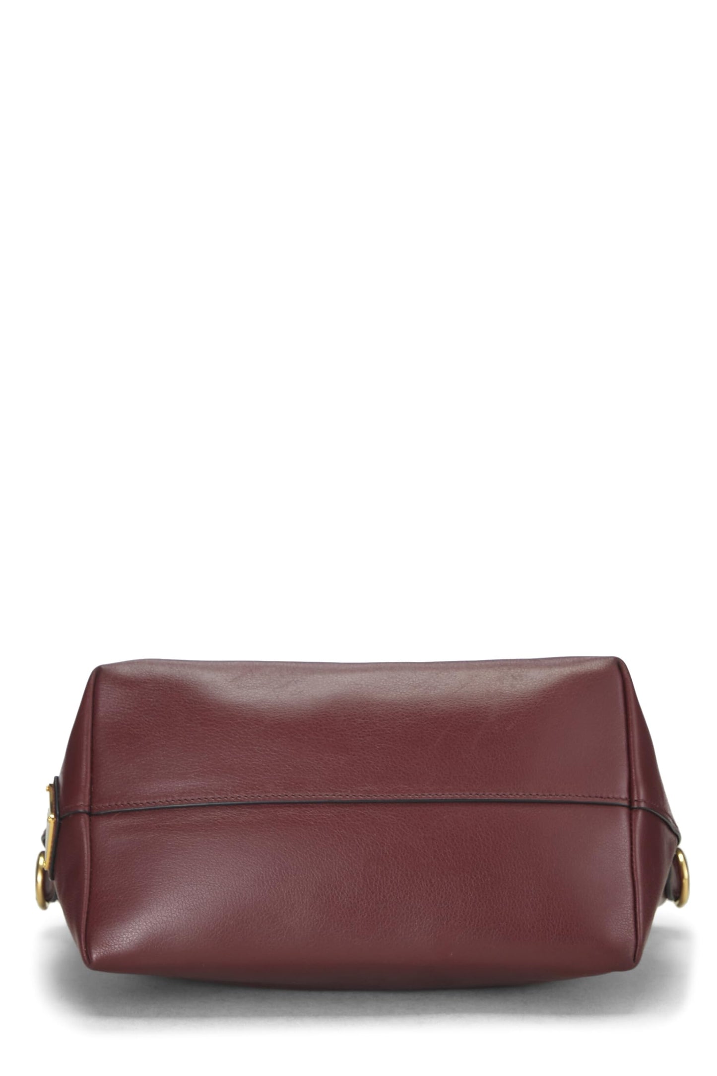 Prada, Burgundy Calfskin Logo Embossed Convertible Handbag, Burgundy