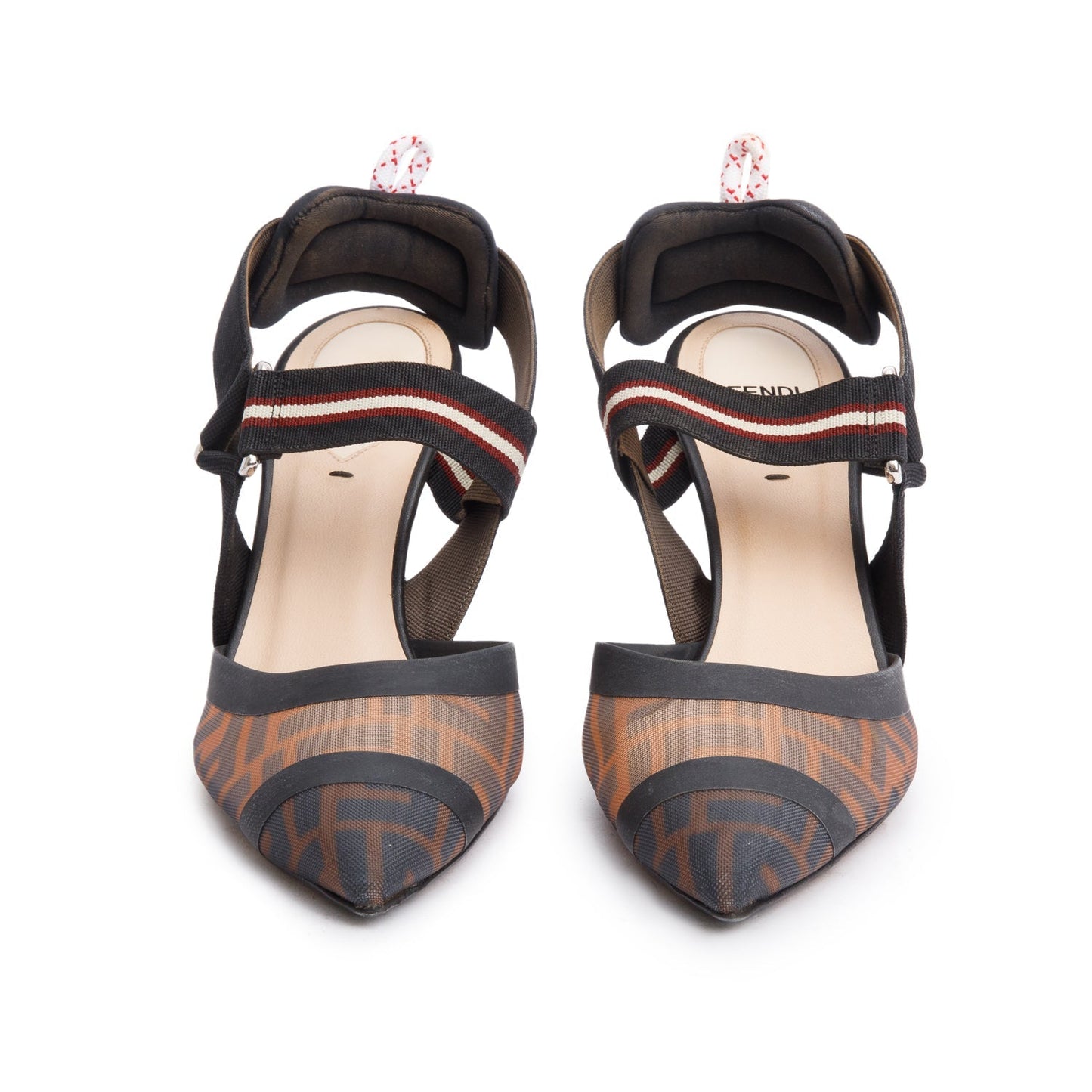 Fendi Brown FF Zucca Colibri Mesh Slingback Pumps, Size 39