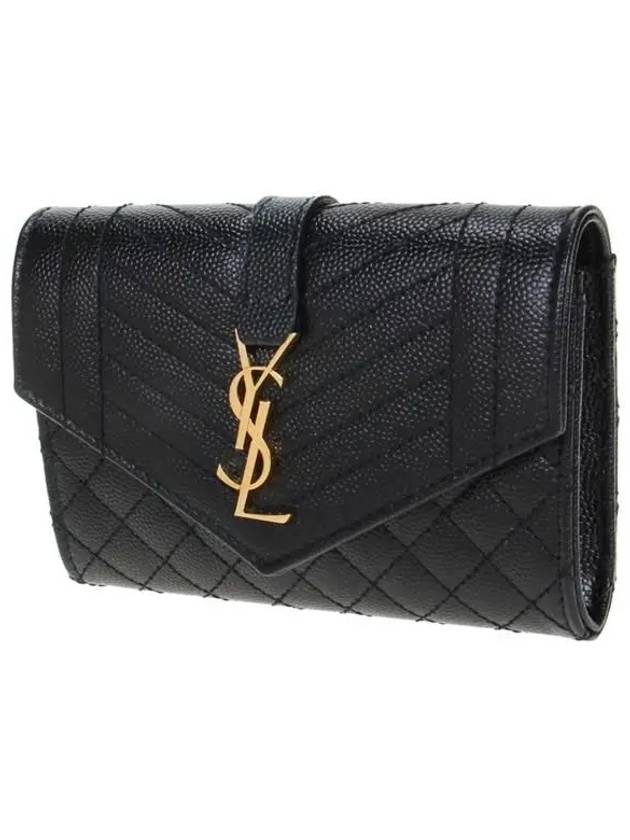 Luxury Saint Laurent Trending 2026 Matelasse Monogram Envelope Small Half Wallet Black