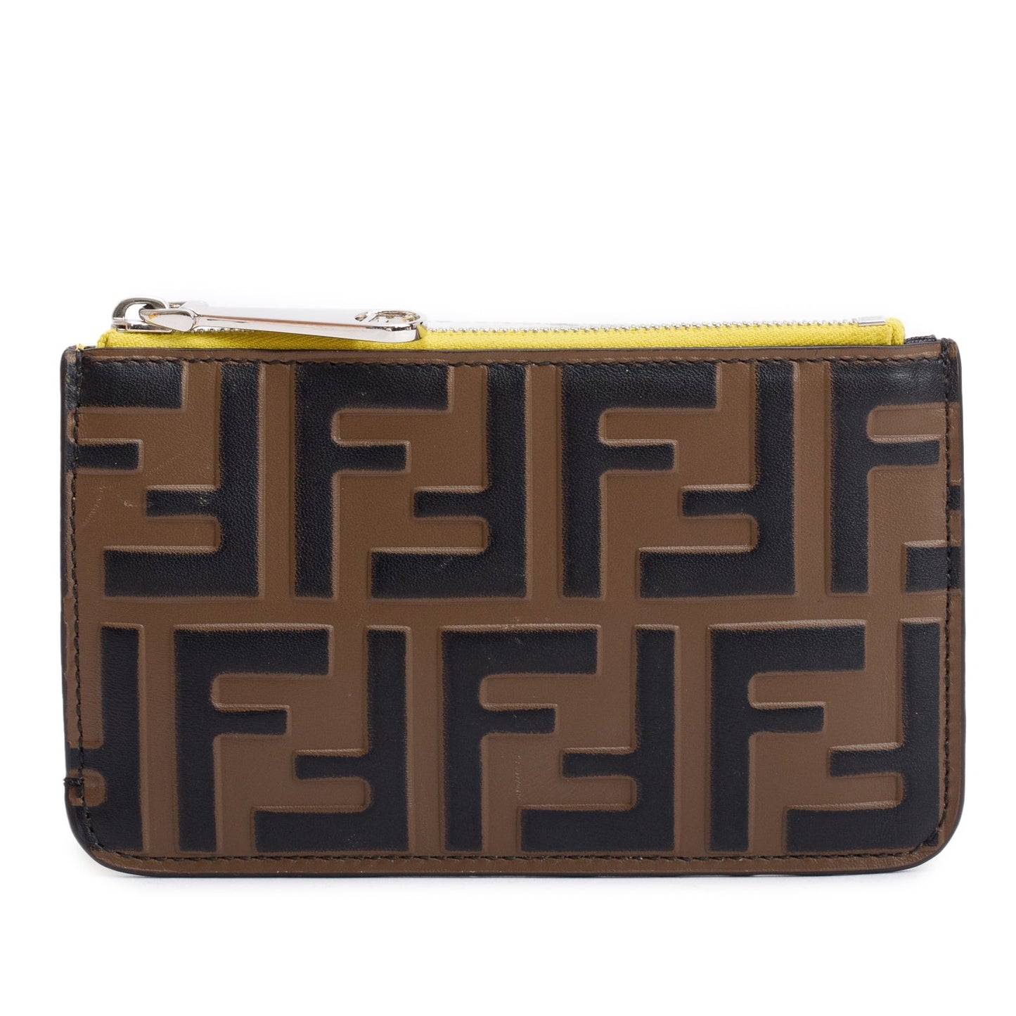 Fendi Yellow Leather Key Case Pouch