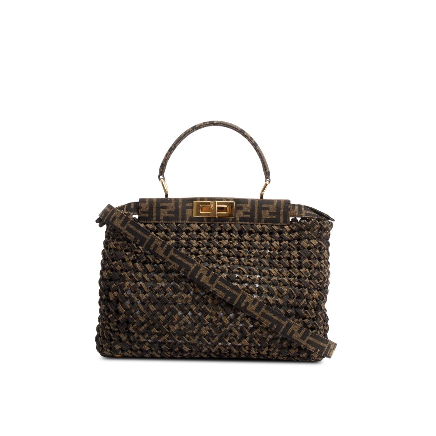 Fendi FF Zucca Woven Interlace Medium Peekaboo Bag
