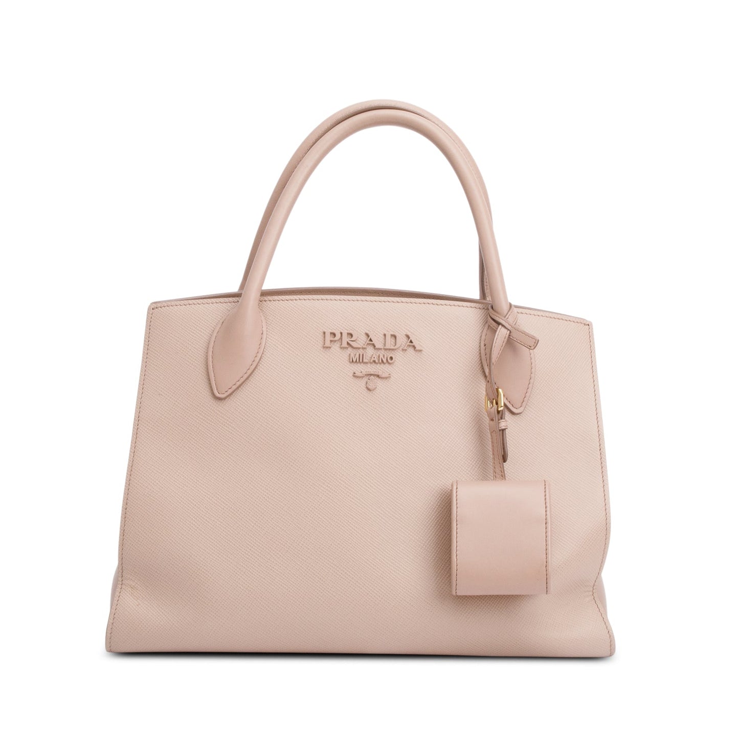 Prada Beige Saffiano Cuir Medium Monochrome Top Handle Tote
