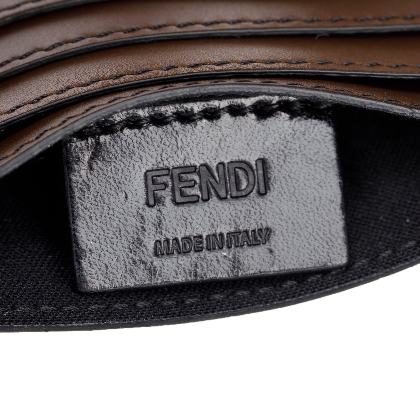 Fendi Brown FF Embossed Leather Card Holder