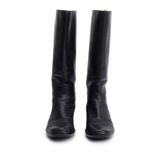 Prada Black Leather Riding Boots, Size 8