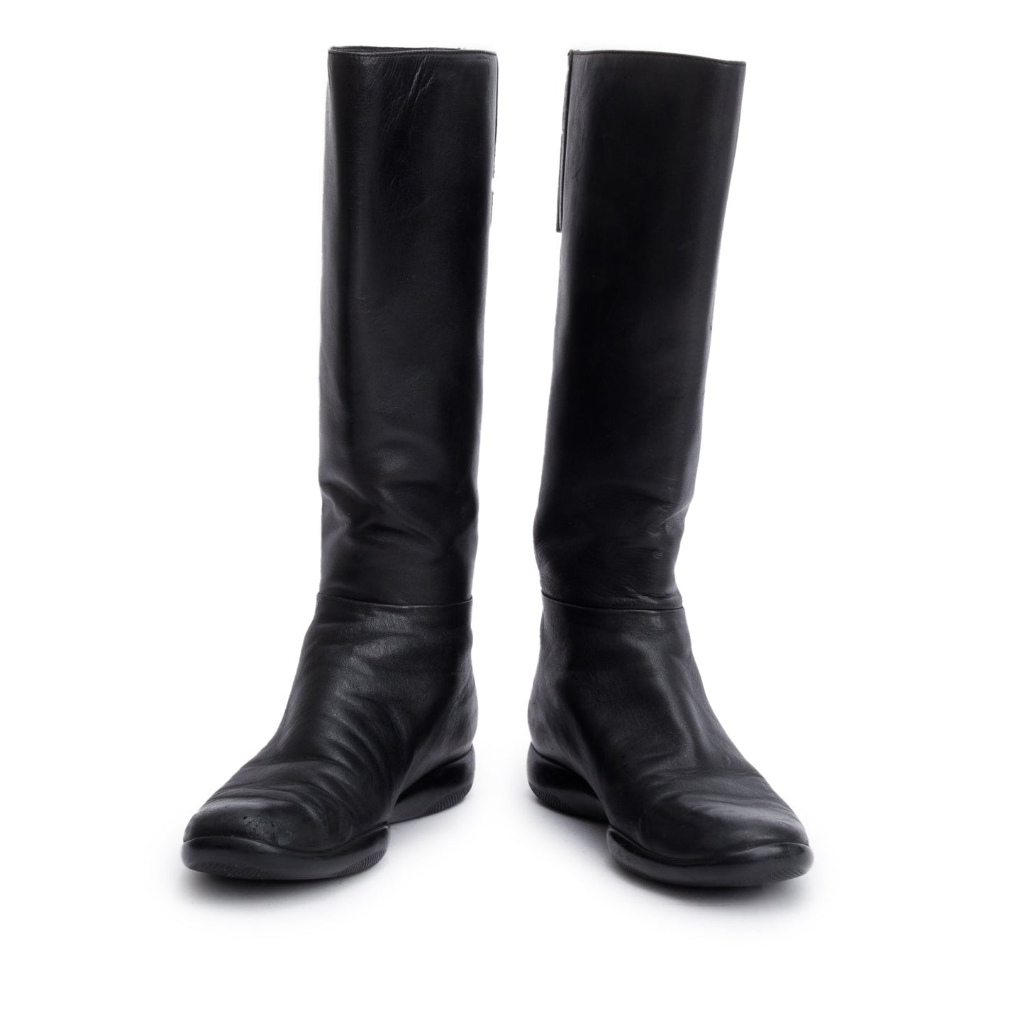 Prada Black Leather Riding Boots, Size 8