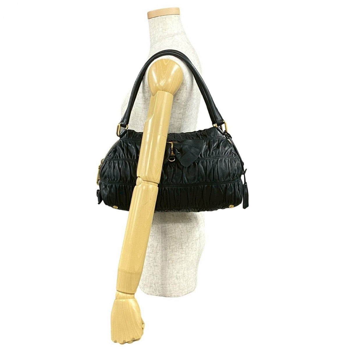 PRADA Handbag leather black PRADA logo Women