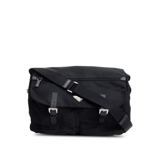 Prada Black Nylon Vela Sport Buckle Messenger Bag