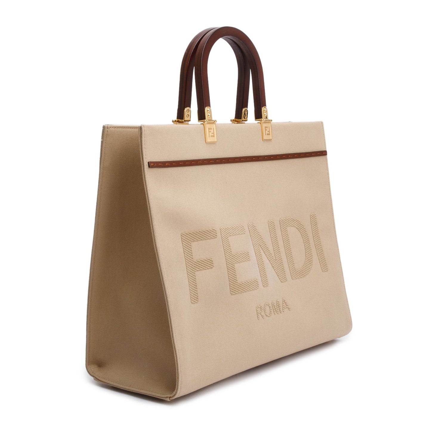 Fendi Neutral Canvas Medium Sunshine Tote Bag