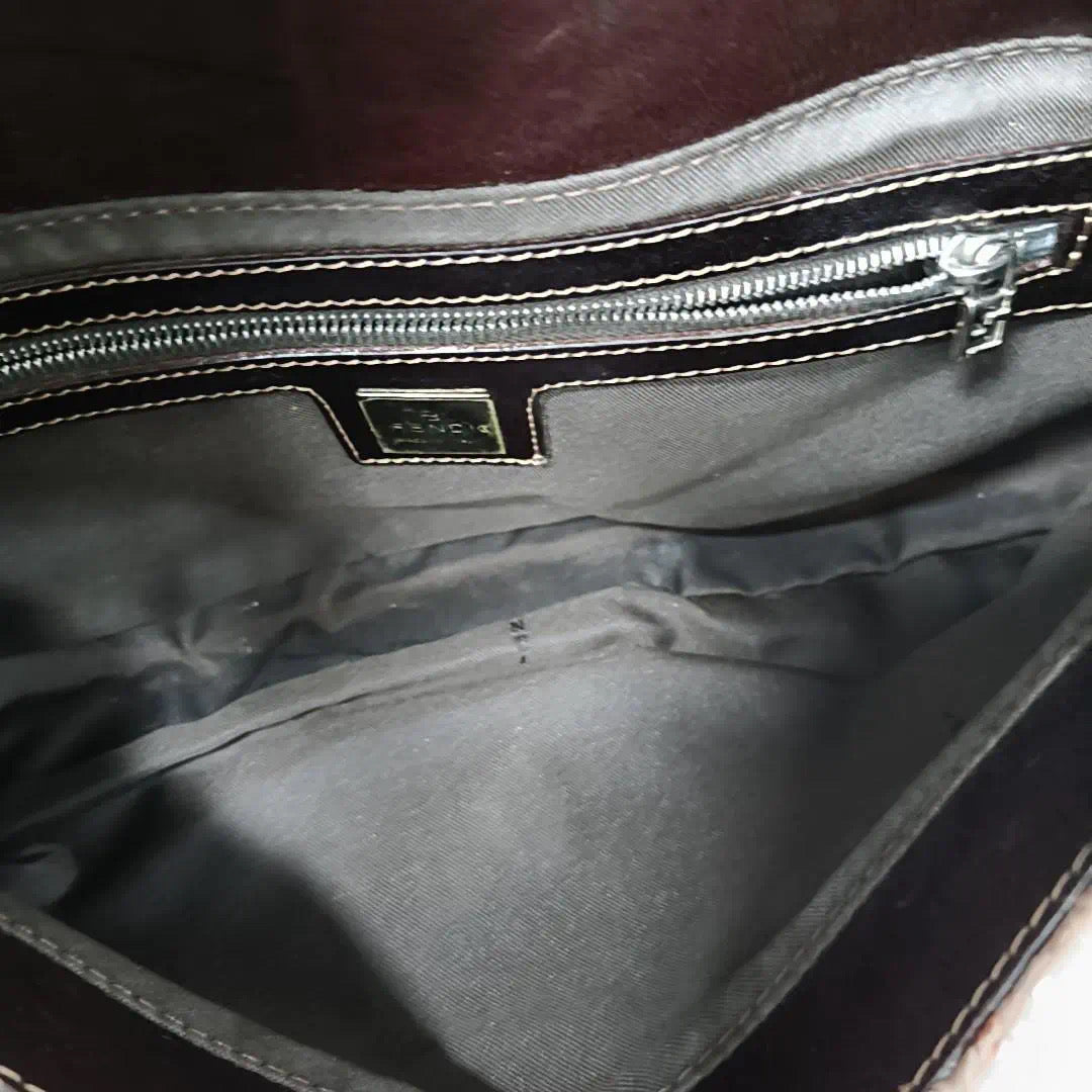 Fendi Baguette   White Glitter Beads Brown Leather