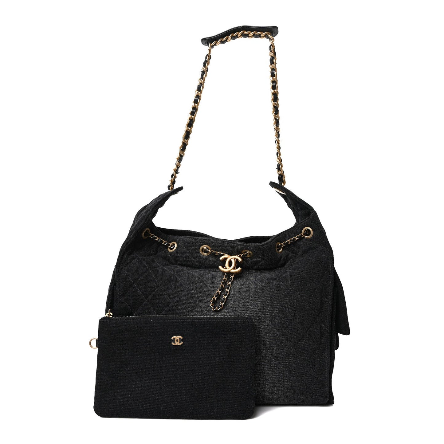 Washed Quilted Medium Chanel 25 Handbag Black