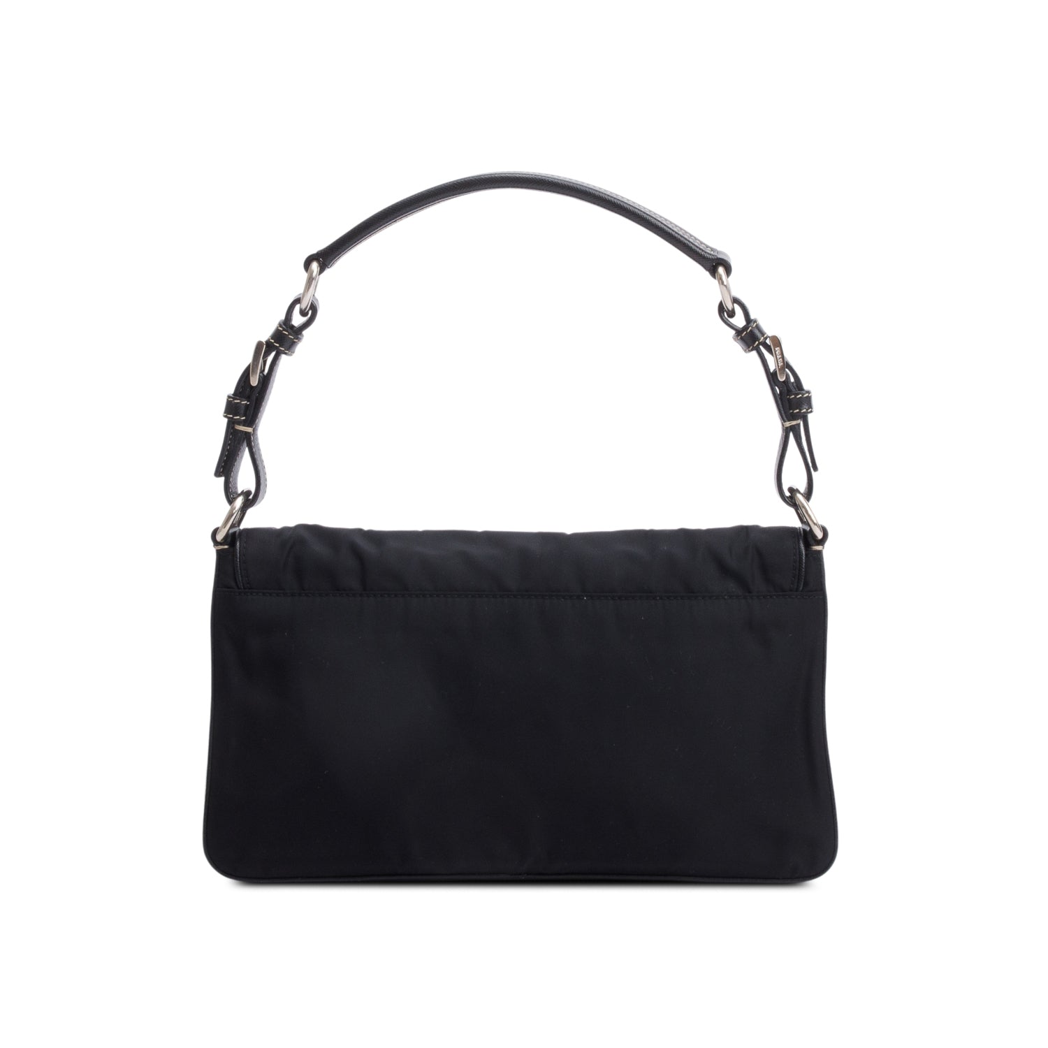 Prada Black Saffiano-Trimmed Tessuto Nylon Flap Shoulder Bag