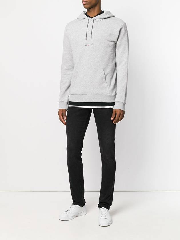 Luxury Saint Laurent Trending 2026 Men's Logo Print Fleece Hoodie Grey