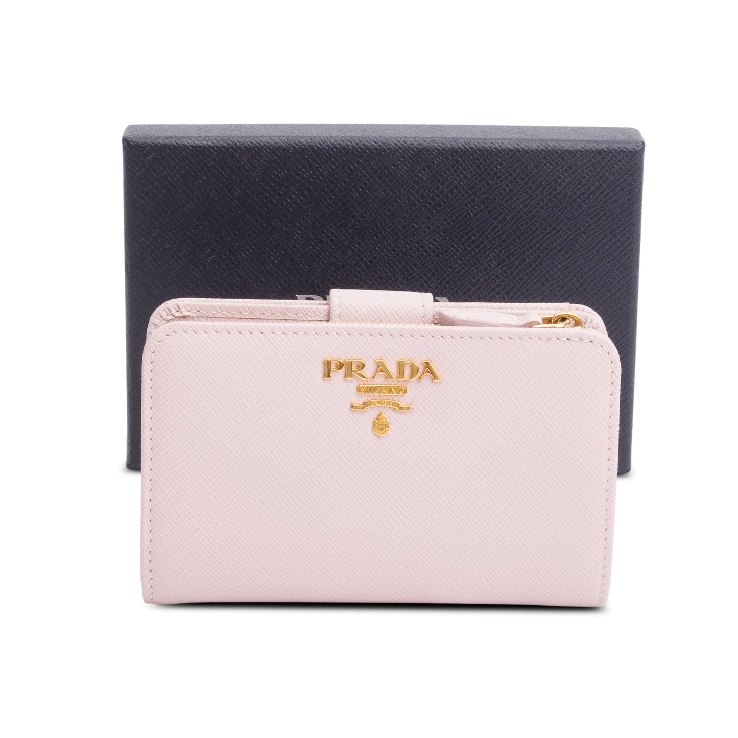Prada Pink Saffiano Metal Compact Wallet