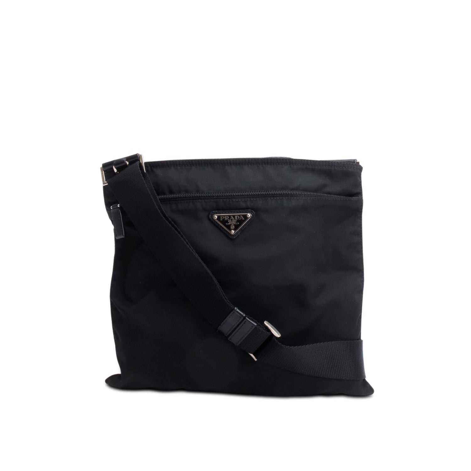 Prada Black Tessuto Nylon Vela Flat Messenger Bag
