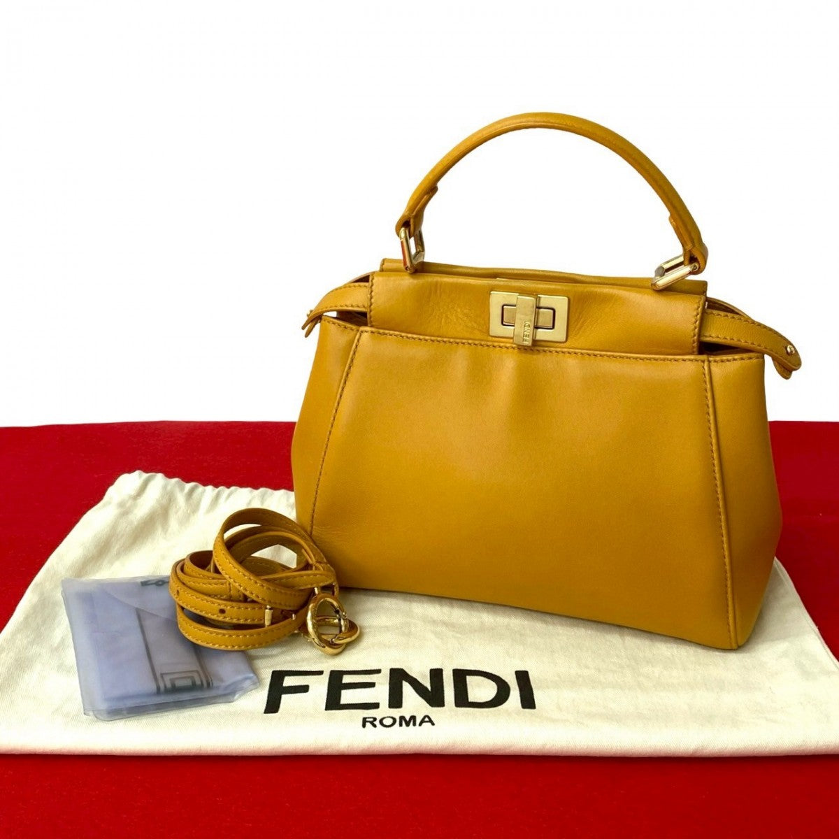 FENDI Shoulder Bag leather yellow Peek-a-boo mini Women
