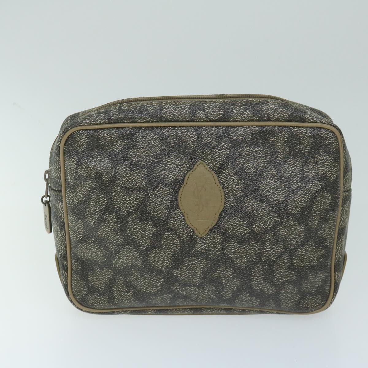 Luxury BurberrySs Saint Laurent Clutch Bag PVC Leather 3Set Black Beige Auth 63887