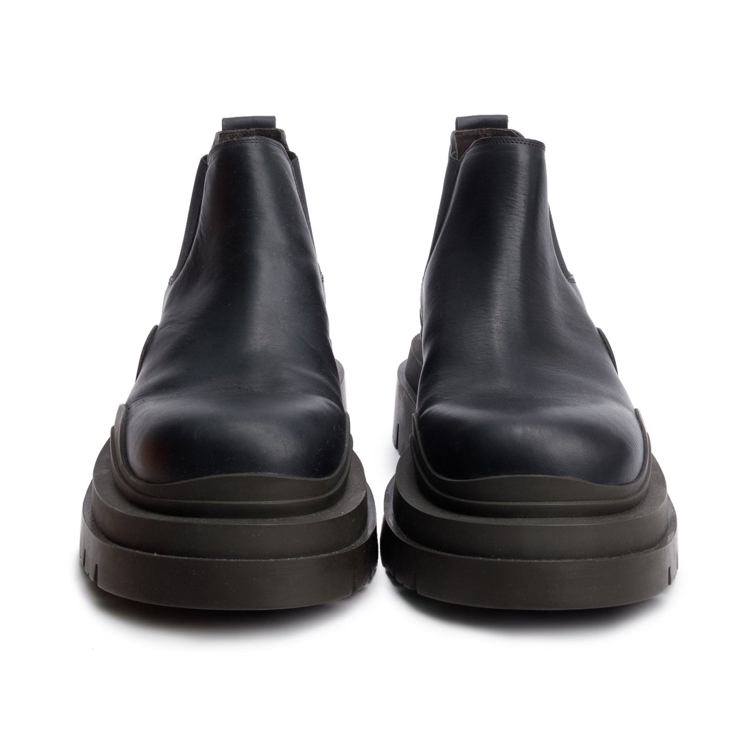 Bottega Veneta Black Leather Lug Chelsea Ankle Boots, Men's Size 45