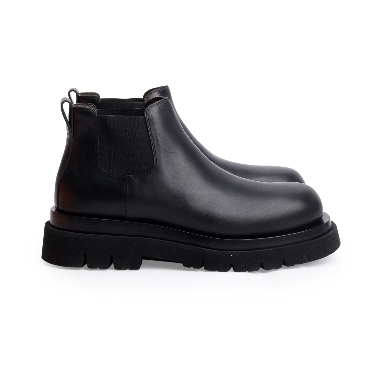 Bottega Veneta Black Leather Lug Chelsea Ankle Boots, Men's Size 44