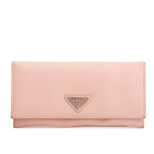 Prada Pink Saffiano Leather Continental Wallet