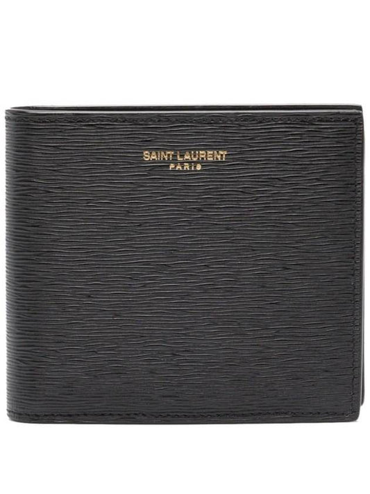 Luxury Saint Laurent Trending 2026 East West Leather Half Wallet Black