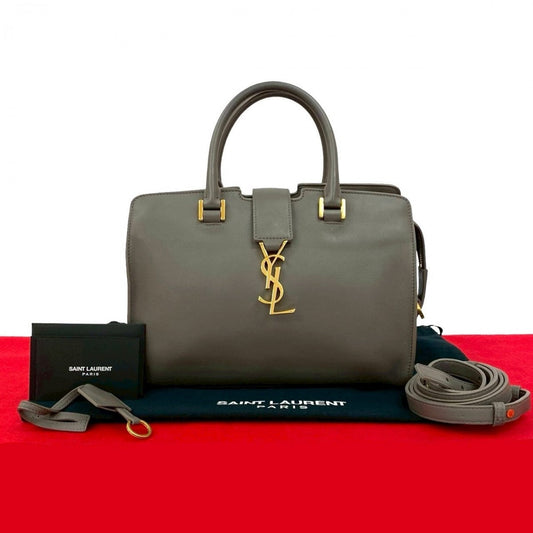 YVES SAINT LAURENT Shoulder Bag leather gray Baby mosquito bus