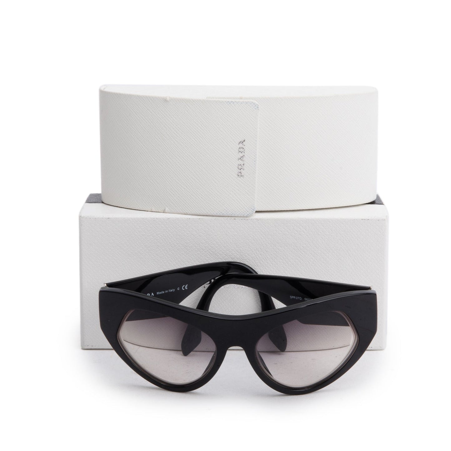 Prada SPR27Q Black Acetate Cat Eye Sunglasses