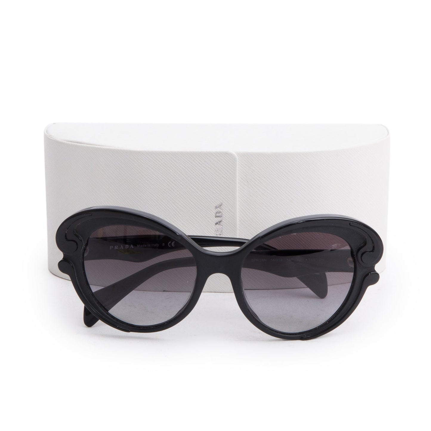 Prada SPR28N Black Acetate Baroque Cat-Eye Sunglasses