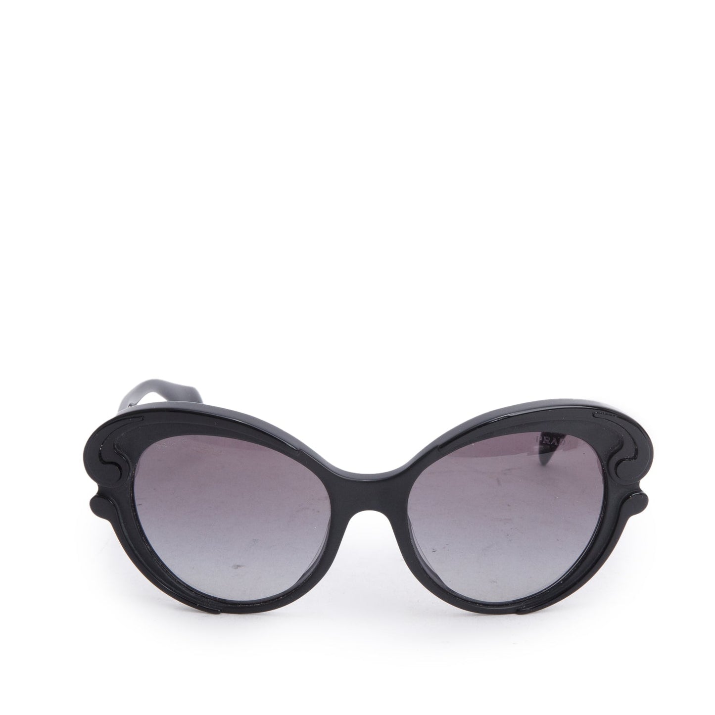 Prada SPR28N Black Acetate Baroque Cat-Eye Sunglasses