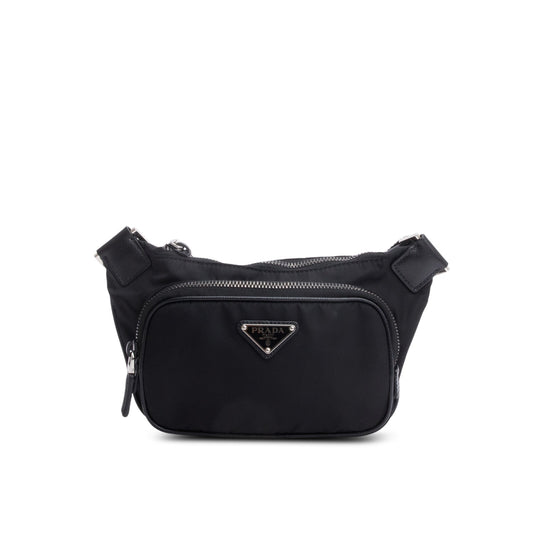 Prada Black Re-Nylon & Saffiano Leather Belt Bag