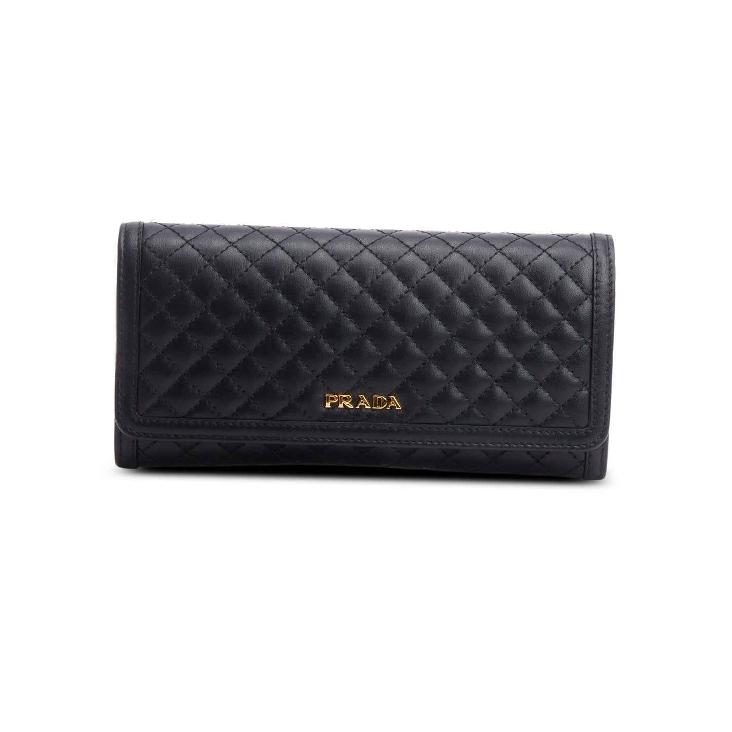 Prada Black Soft Calfskin Quilted Continental Wallet