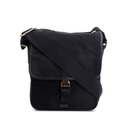 Prada Black Nylon Buckle Messenger Bag