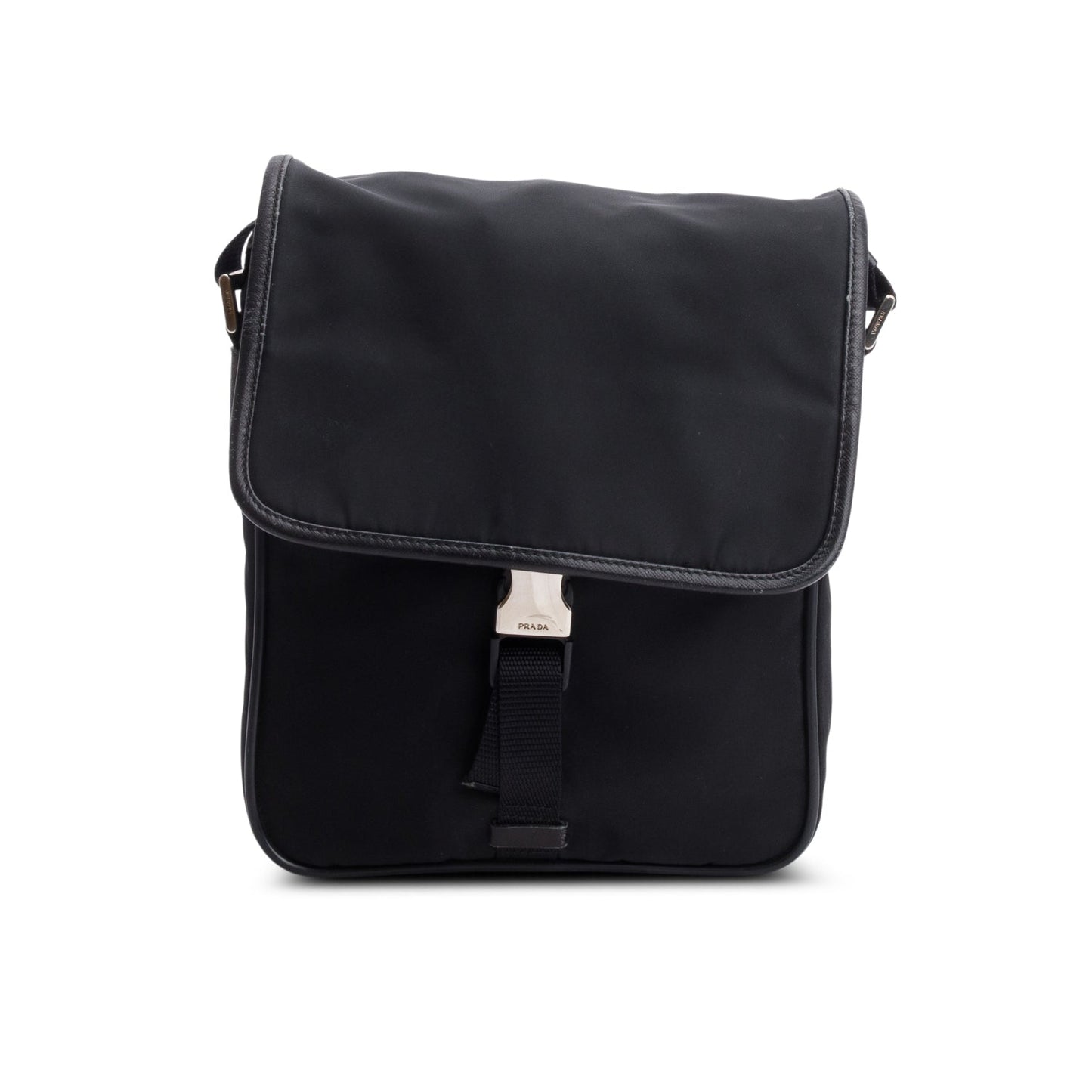 Prada Black Nylon Buckle Messenger Bag